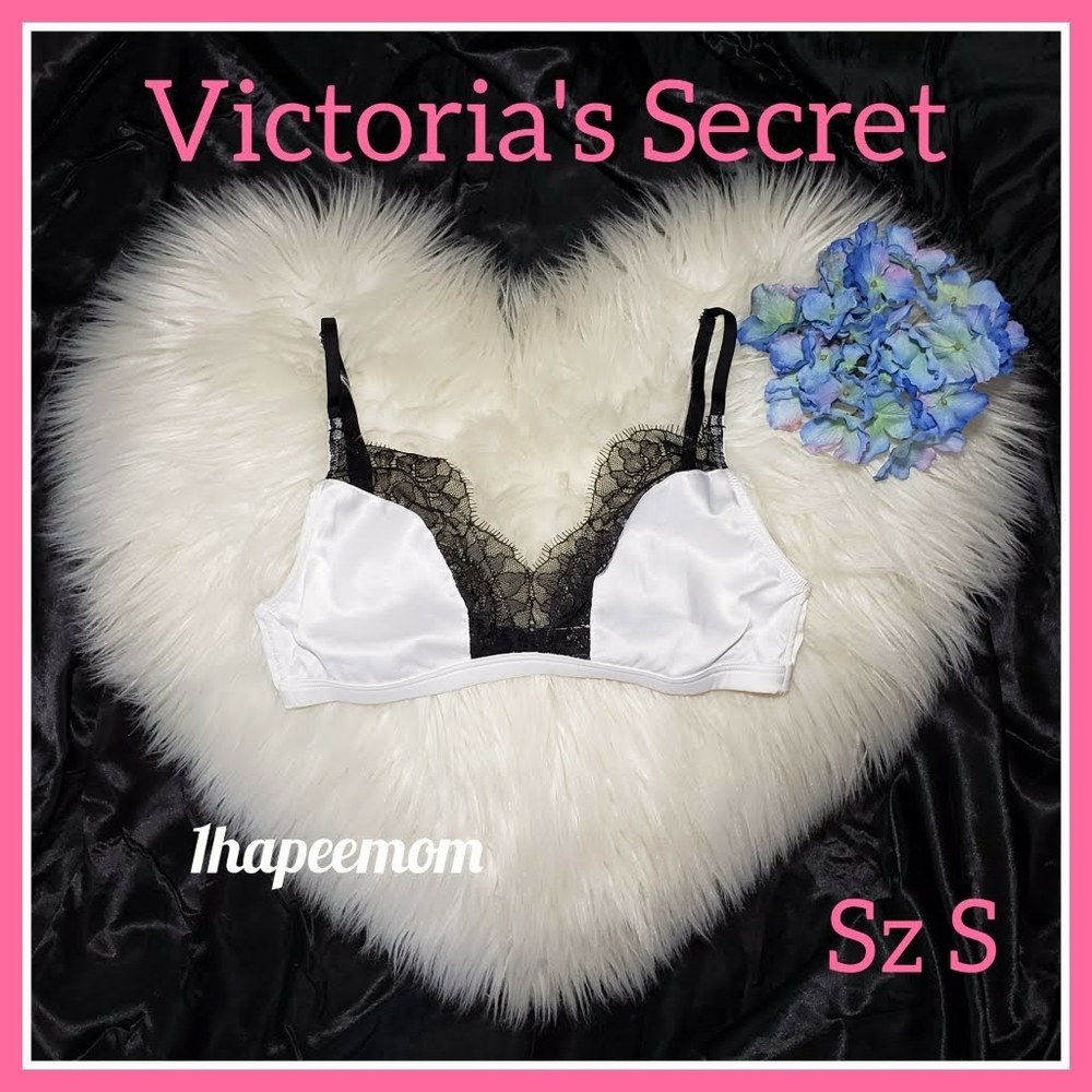 Victoria's Secret Bralette Bra White Black Lace - Picture 6 of 7